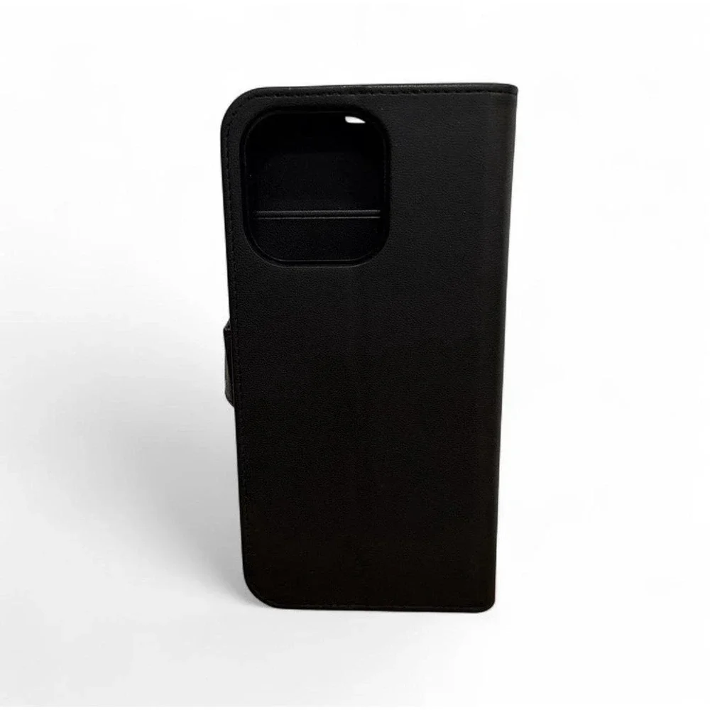 Shieldtop Leather Wallet Case for iPhone 14 Pro Max Black Magnetic Card Pocket